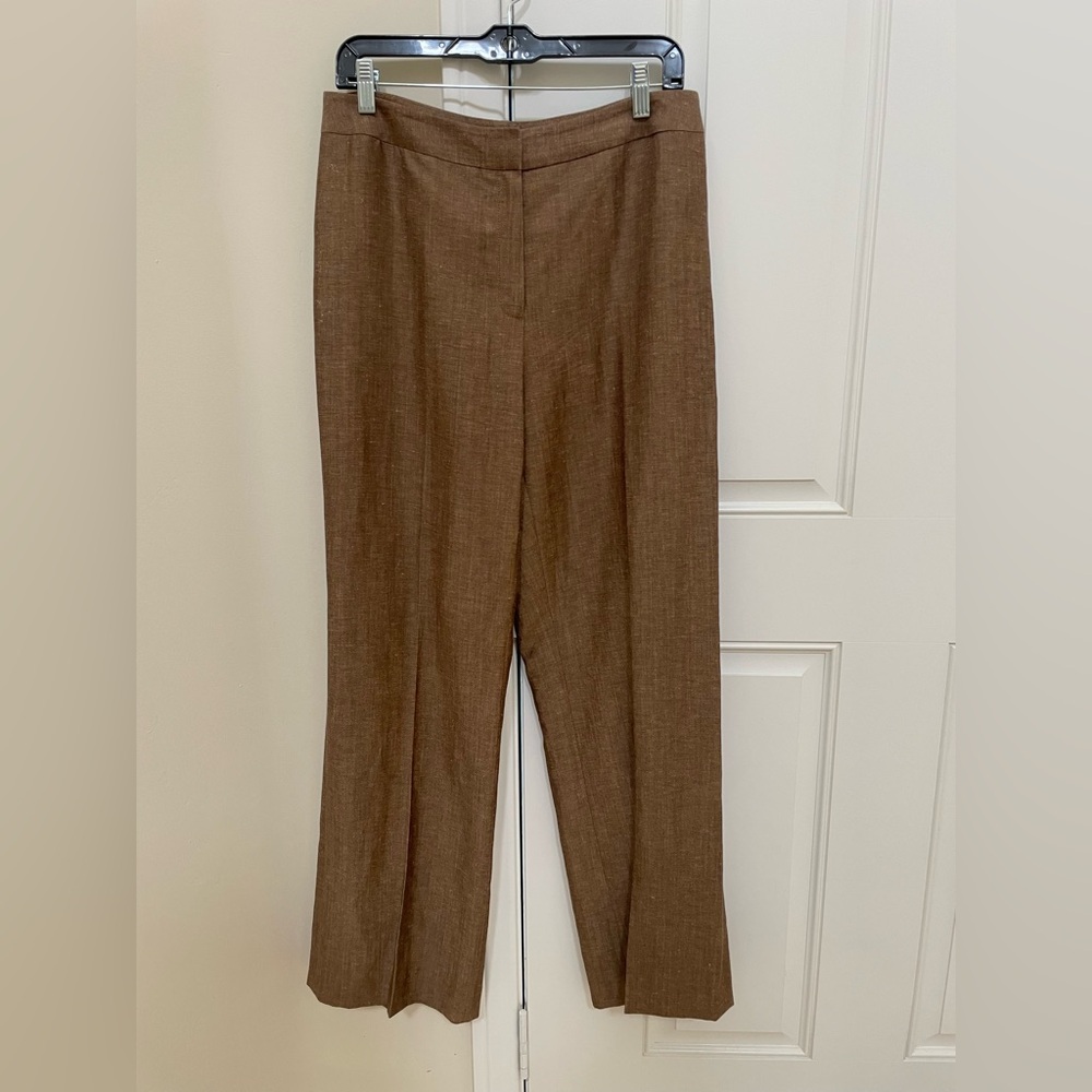 Lafayette 148 New York Linen Blend Brown Pants Trousers